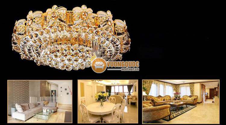 Đèn ốp trần pha lê thiết kế cầu kỳ trang trí phòng khách CM270-6